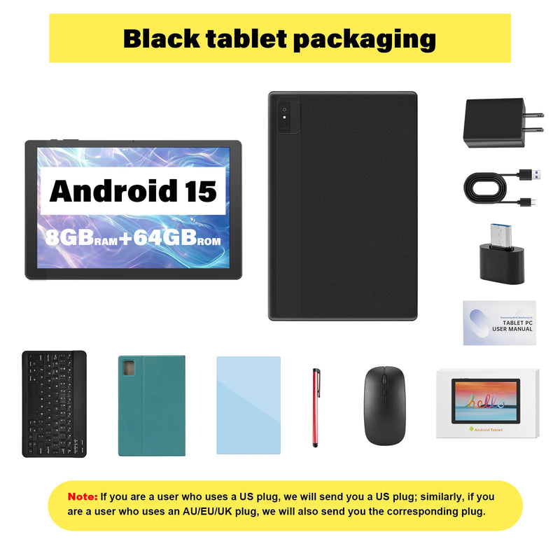 10.1" Android 15 Kids Tablet with Protective Case