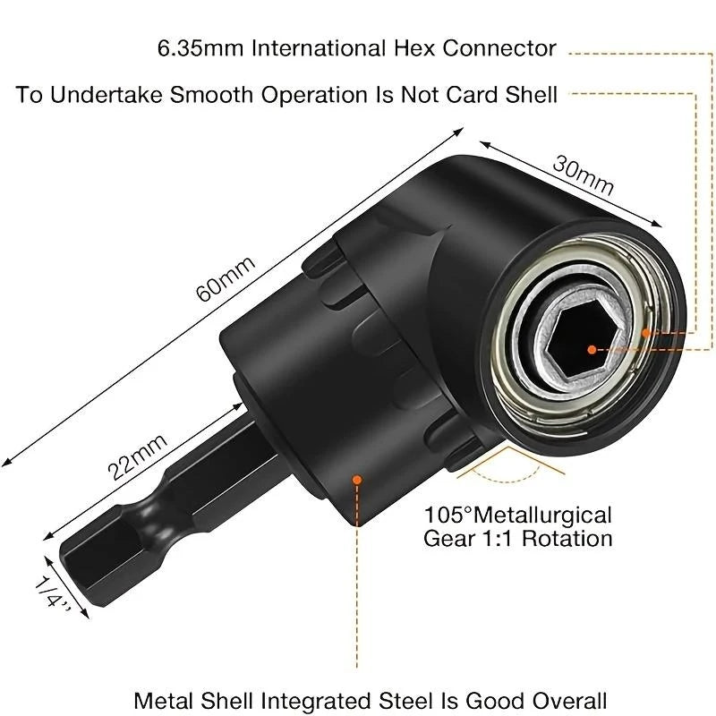 Right-Angle Drill Bit Adapter Set with Universal Sockets