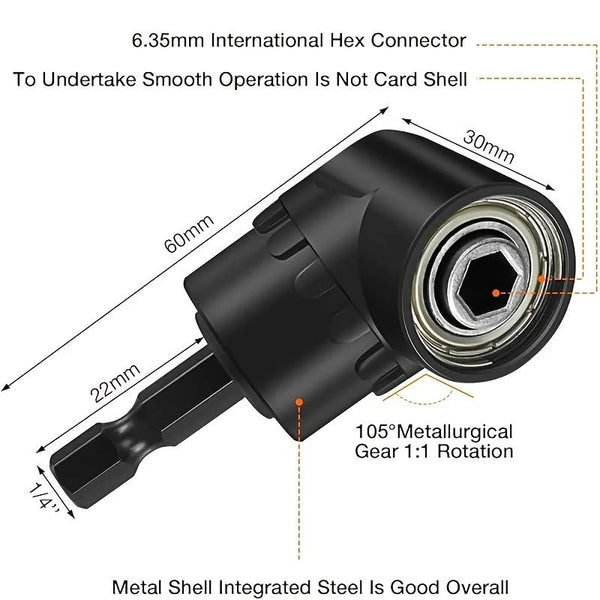 Right-Angle Drill Bit Adapter Set with Universal Sockets