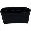 Black leather shoulder strap designed for mini bags.