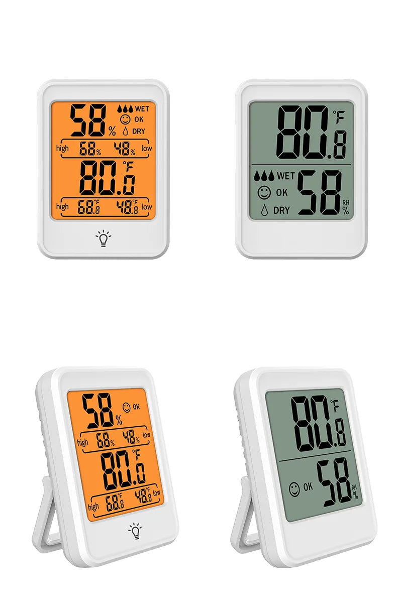 Digital Temperature and Humidity Monitor with Stand, Magnet, and Wall Mount