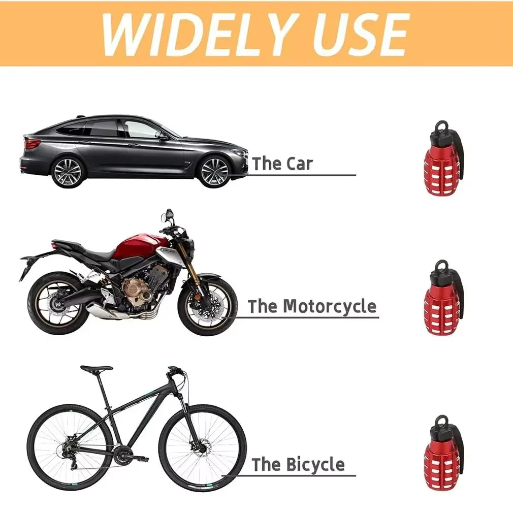 Aluminum Grenade-Style Tire Valve Caps (Set of 4)