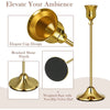 Set of 6 Gold Brass Taper Candle Holders with Weighted Base