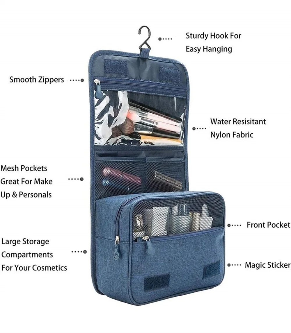 Hanging Toiletry Bag with Waterproof Oxford Fabric and Large Capacity