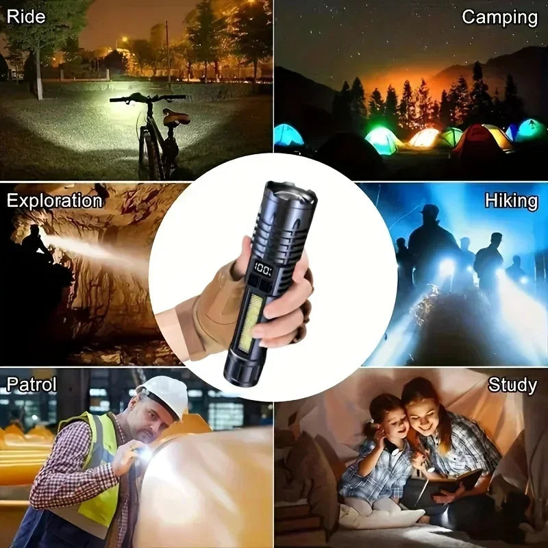 Rechargeable LED Flashlight with LCD Display and Zoom