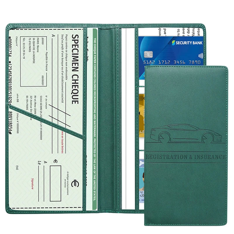 Leather Car Document Organizer with Card Holder