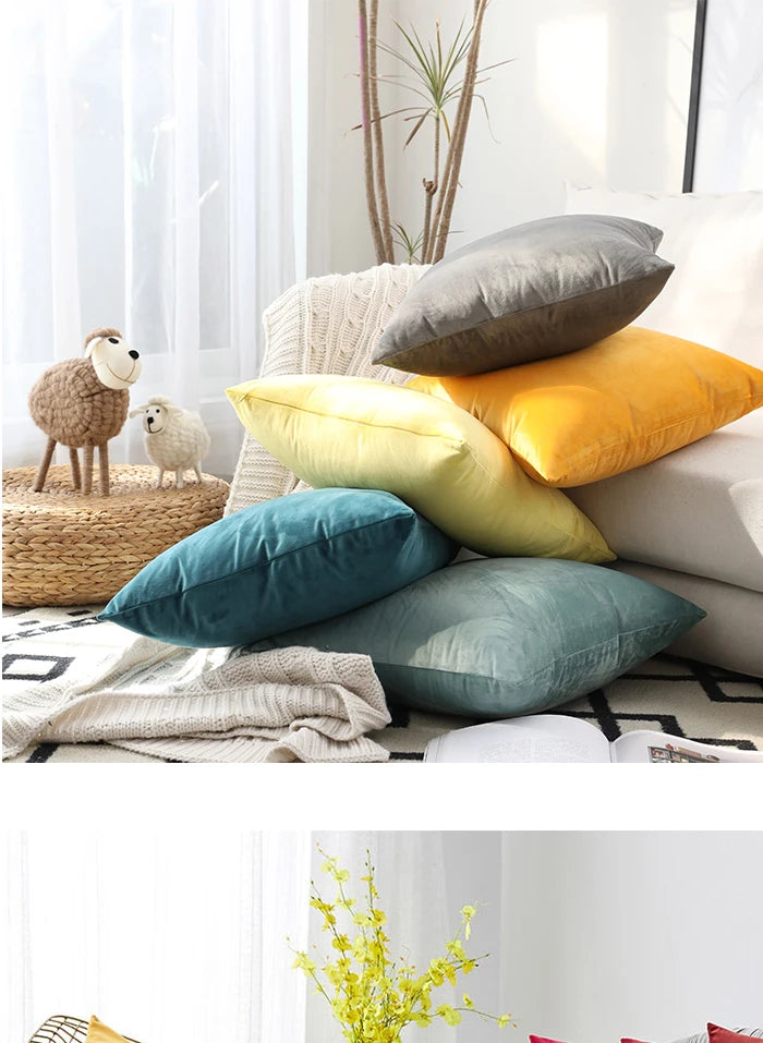 Velvet Throw Pillow Cover for Sofa and Bed Decor