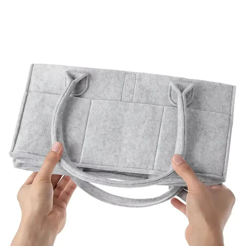 Felt Diaper Caddy with Pockets & Removable Divider