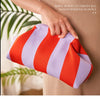 Woven Crochet Hobo Handbag with Colorblock Design