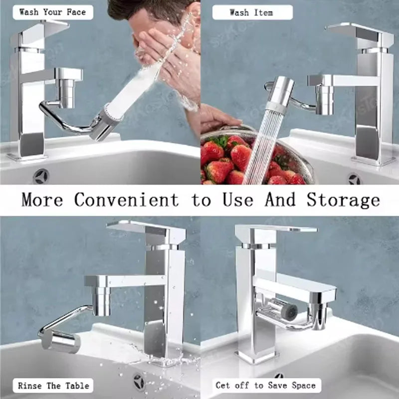 Wasserhahn-Verlängerung aus Edelstahl mit 1080° Schwenkbarkeit