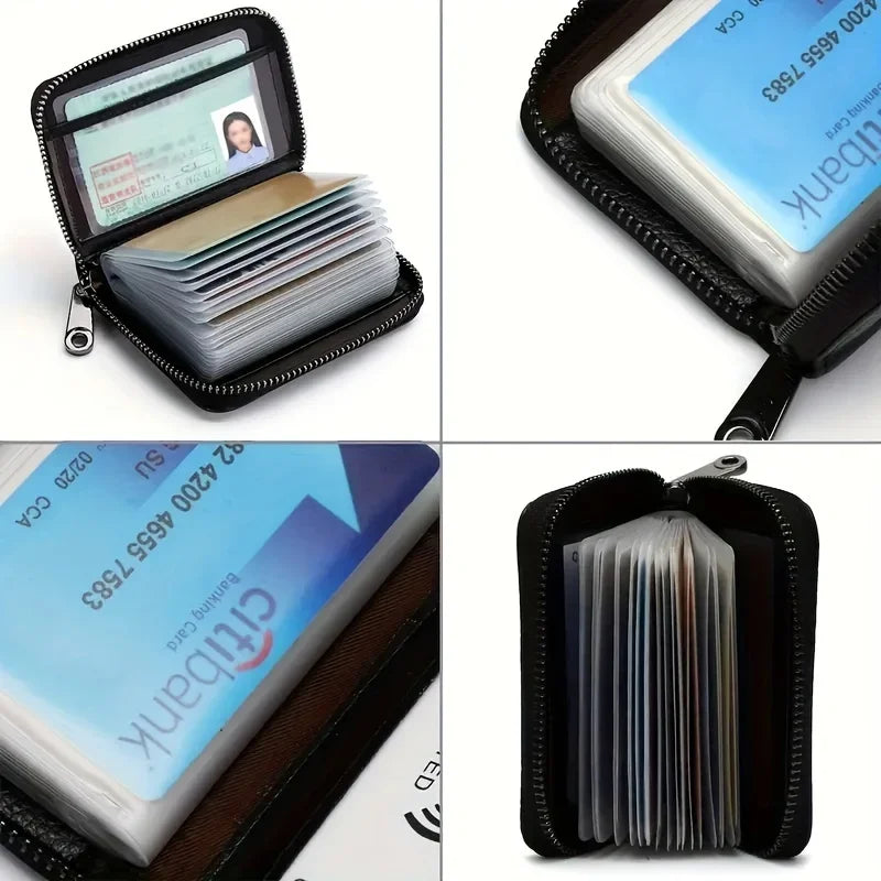 Slim RFID Blocking Card Holder Wallet with Zipper Coin Pocket
