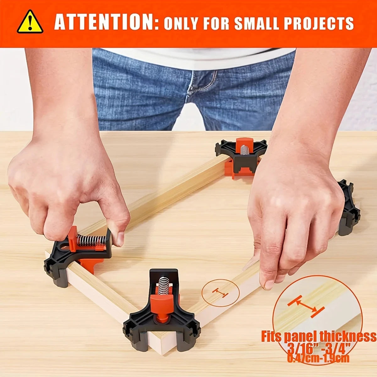 Adjustable Right Angle Corner Clamps for Woodworking (4-Pack)