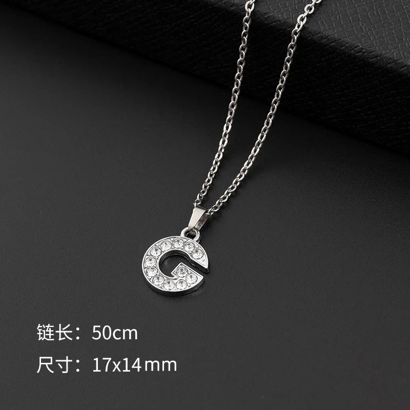 Initial Letter Pendant Necklace with Stainless Steel Chain
