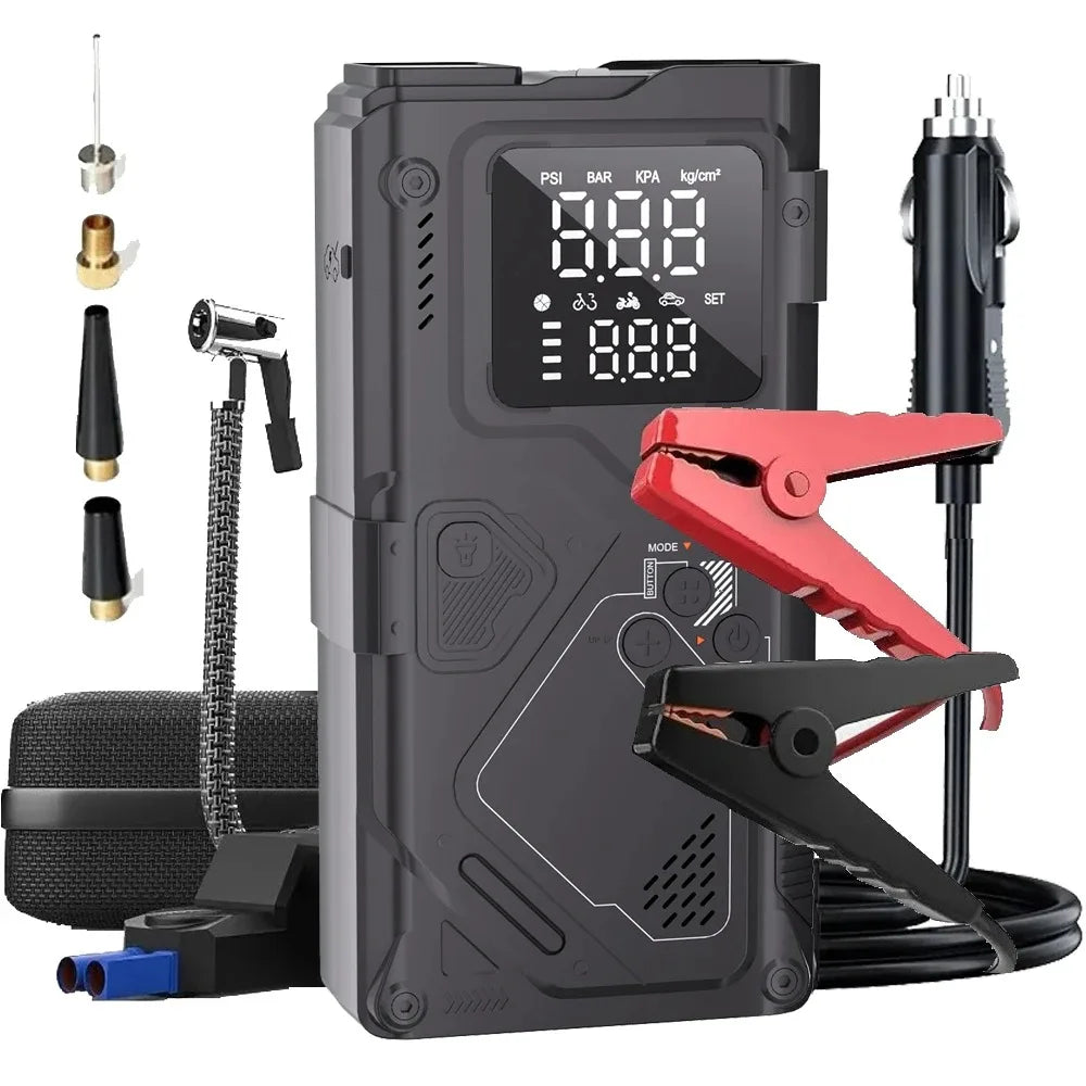 6-in-1 Portable Jump Starter with Air Compressor and LED Light
