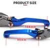 A blue and silver CNC aluminum brake and clutch lever set for a dirt bike.