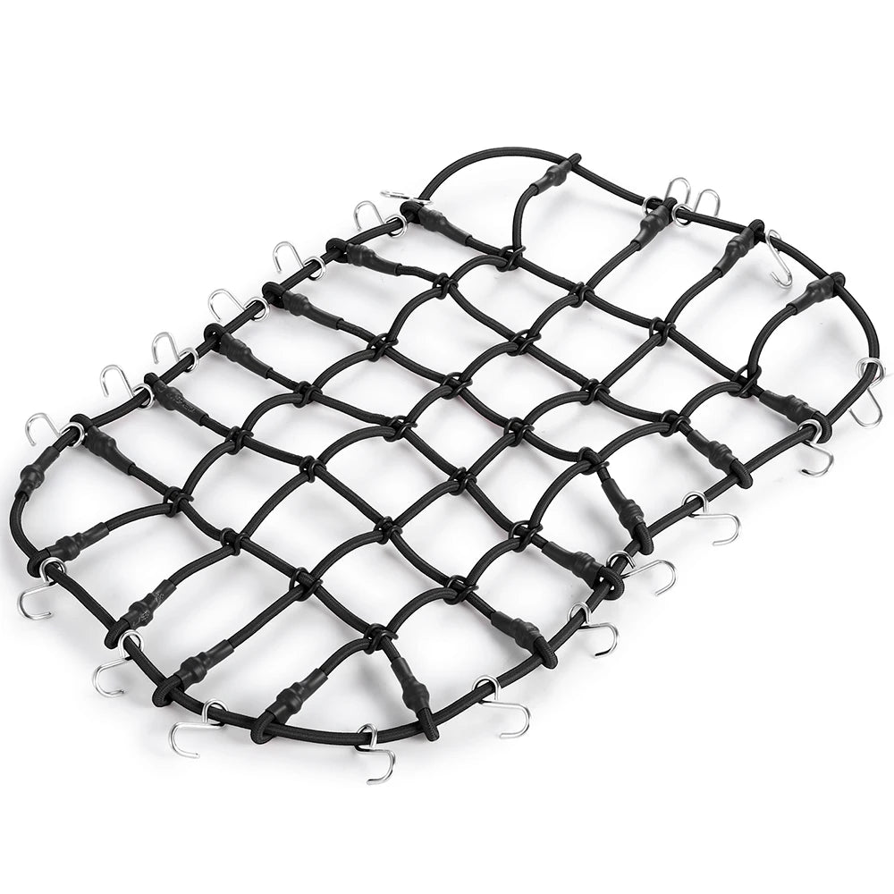 Black elastic roof rack luggage net designed for RC crawlers
