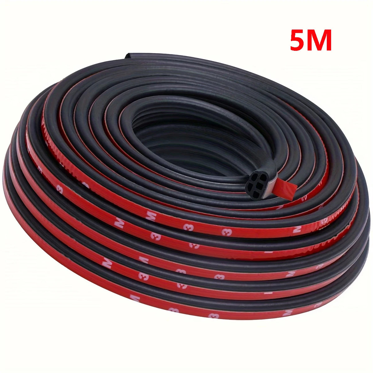 Roll of black and red rubber door seal strip for car doors