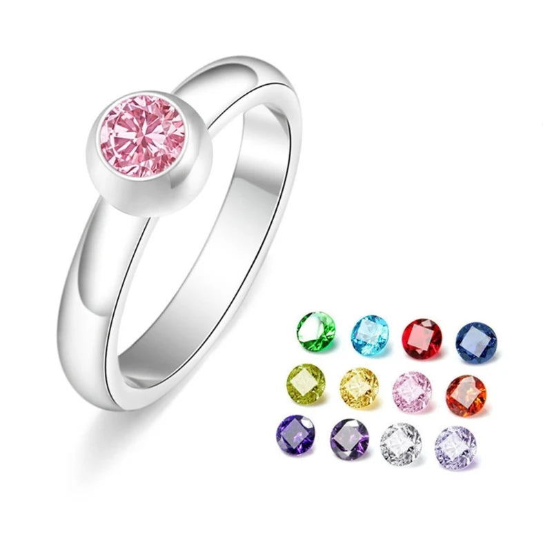 Interchangeable Birthstone Ring with 12 Zircon Stones