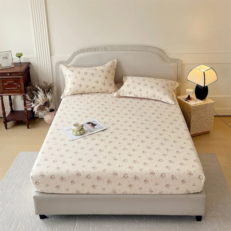 Floral 100% Cotton Fitted Sheet with Elastic Edges