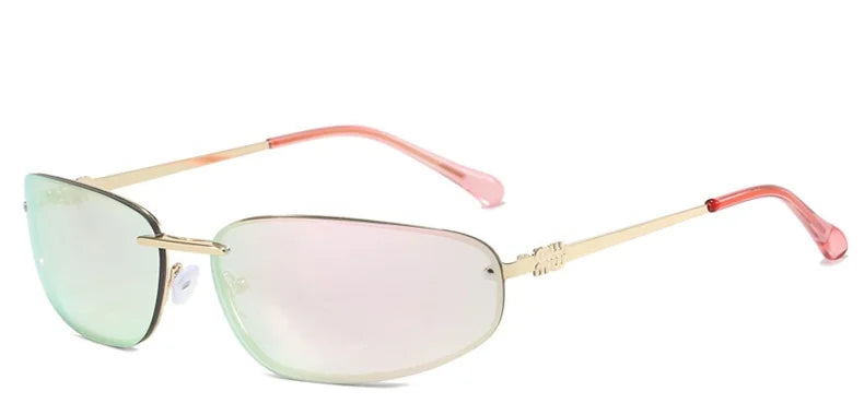 Oval Frameless Sunglasses with Gradient Lenses