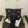 Embroidered Bow Makeup Bag with Large Capacity