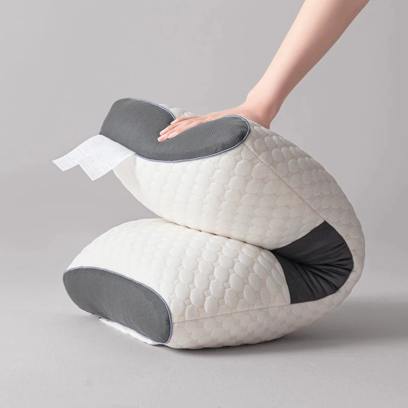 Ergonomic Contour Neck Pillow with Adjustable Massage Support