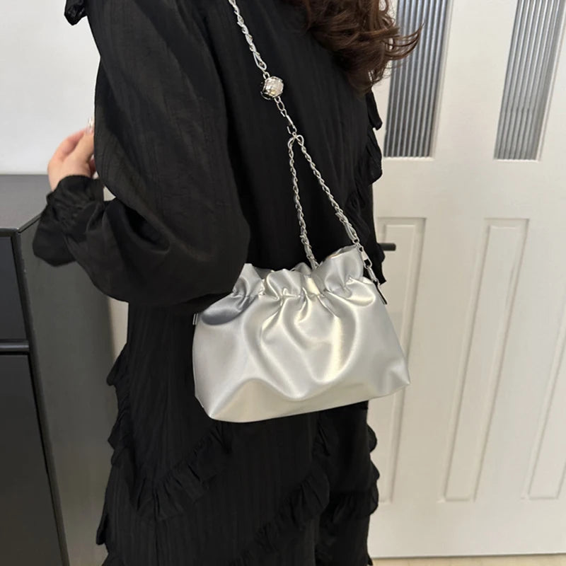 Classic Solid Bucket Crossbody Bag