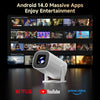 Android Mini Projector with Wi‑Fi 6 & Bluetooth 5.0 — 720p Native, 4K Content Support, Portable Home Theater