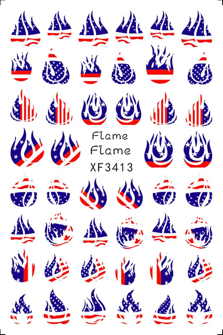 Patriotic American Flag Nail Art Stickers