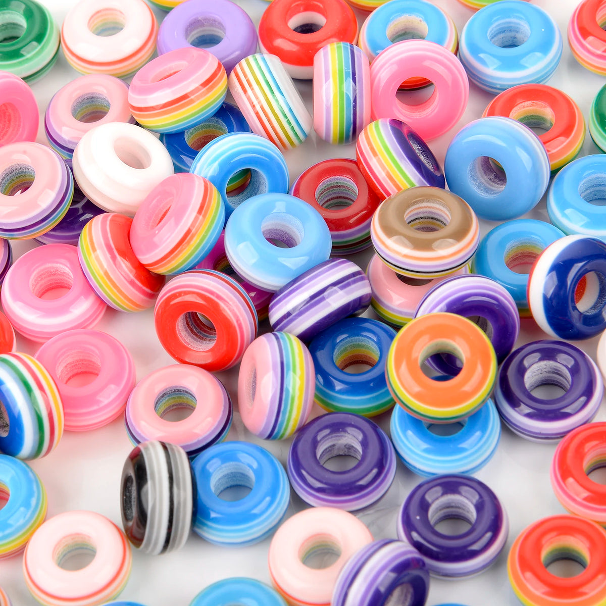 Mixed Rainbow Resin Spacer Beads for Jewelry Making