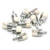 A set of replacement fuel filters for outdoor power equipment, featuring silver and white plastic components.