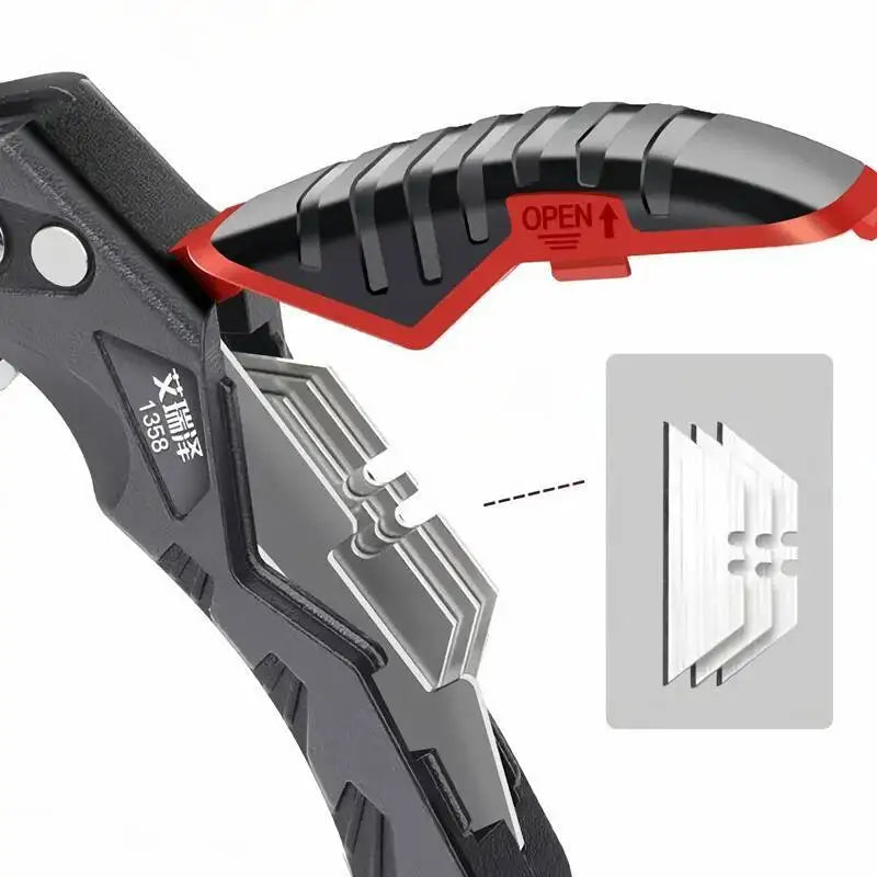 Folding Utility Knife with Replaceable Blade and Safety Lock