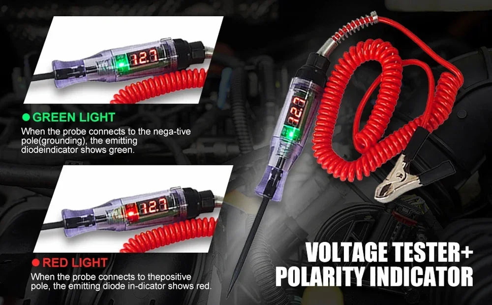 Automotive Digital Circuit Tester 6V-72V with LED Polarity Detection