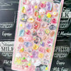 A collection of pink and purple 3D jelly stickers featuring cute cartoon animals and a ghost rabbit.
