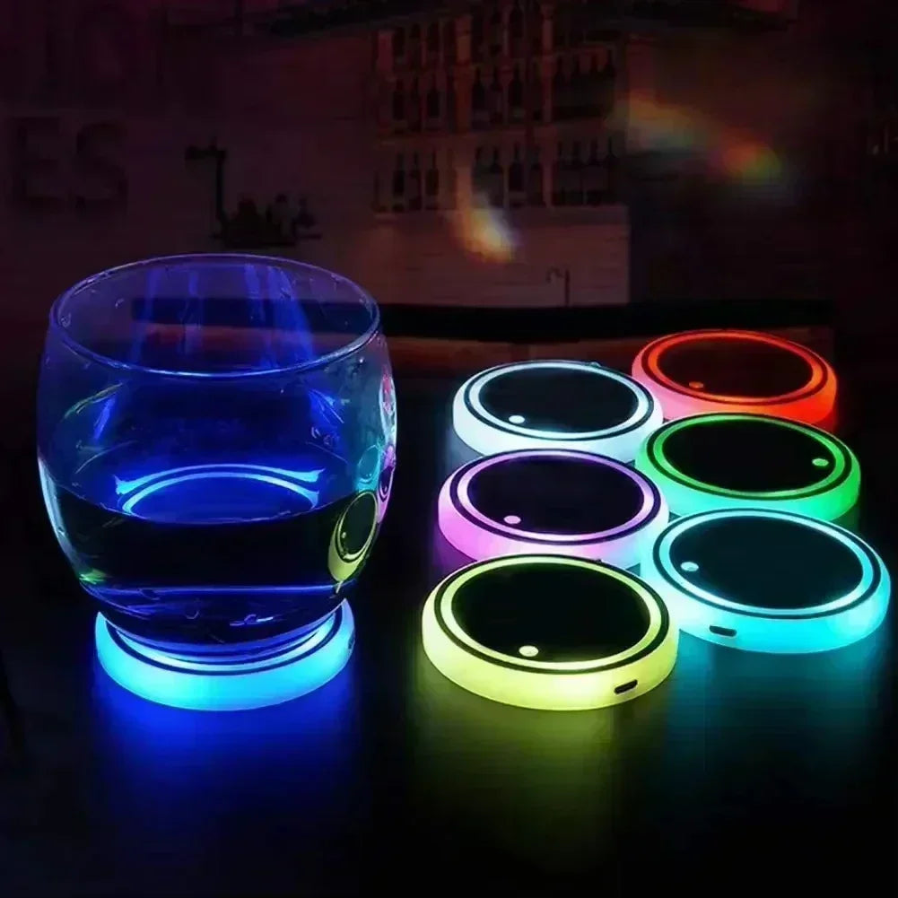 LED Cup Holder Coasters with 7 Color-Changing Lights