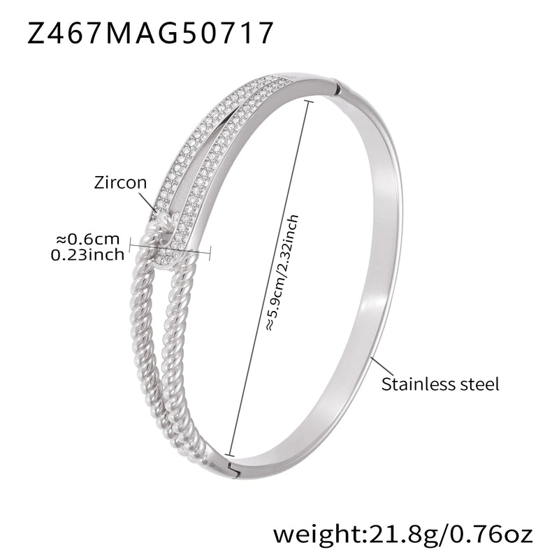 Openable Gold-Plated Zircon Bangle Bracelet