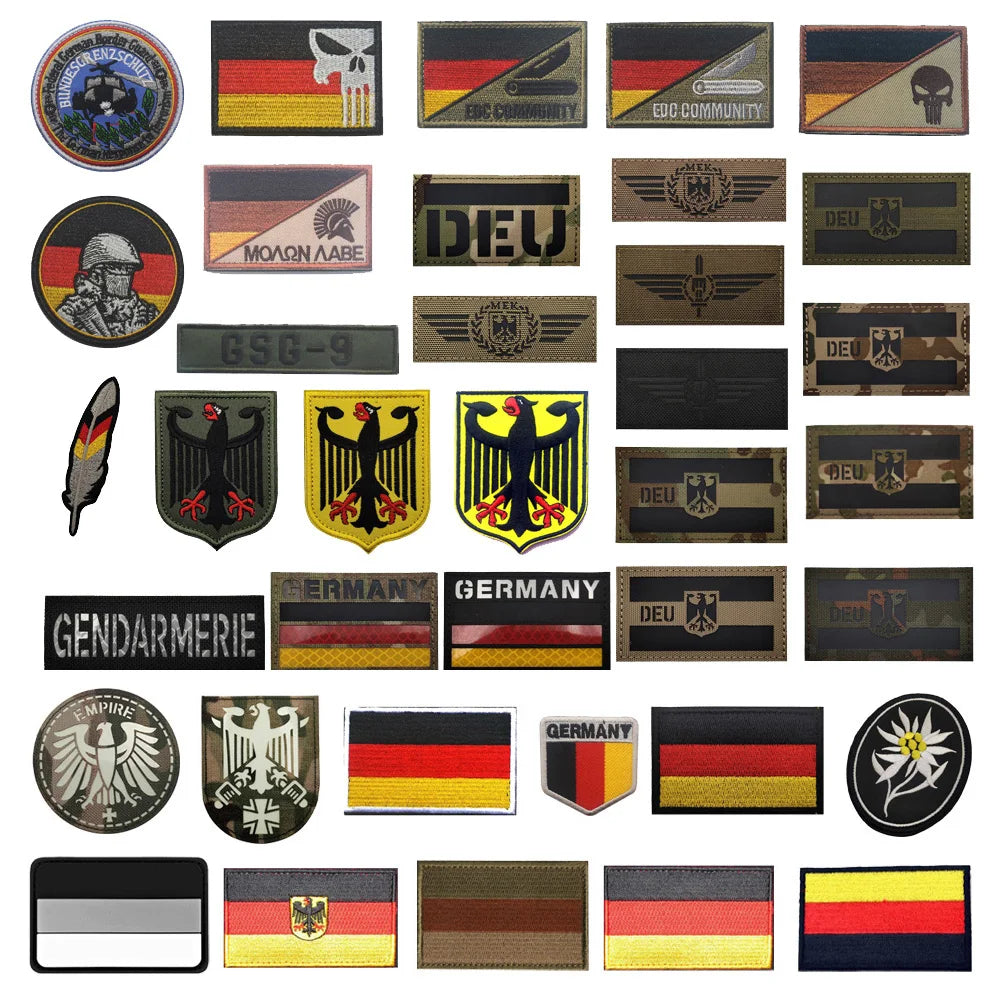 Luminous Reflective German Eagle Patch with Hook-and-Loop Backing