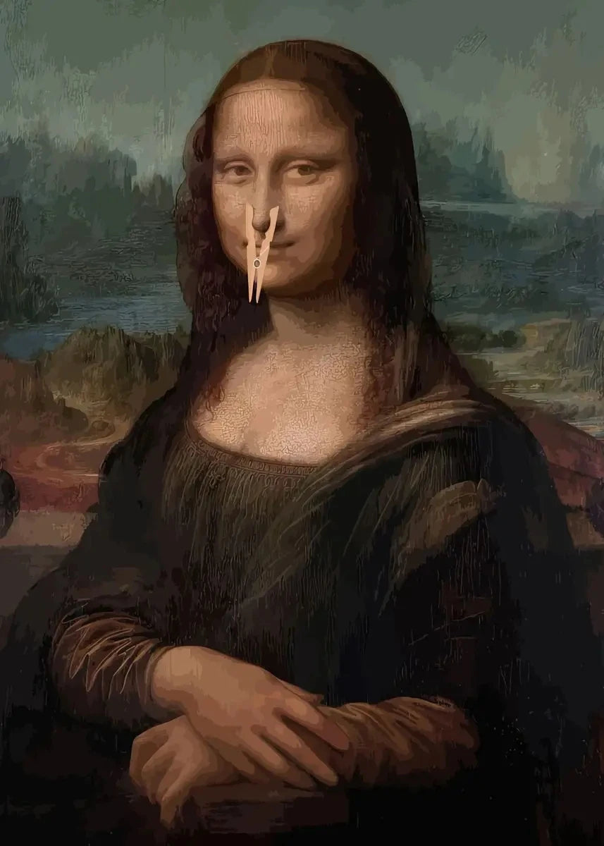 Mona Lisa Funny Bathroom Wall Art Canvas Print
