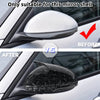 Before and after comparison of gloss black mirror covers for a car mirror shell.