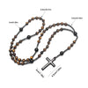 Collar con Colgante de Cruz de Piedra de Ojo de Tigre