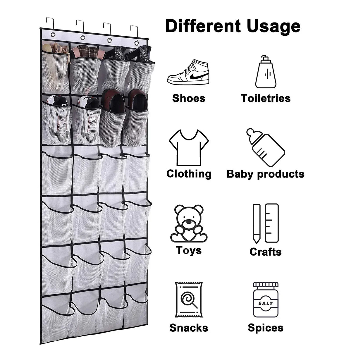 Over-the-Door Hanging Shoe Organizer with Mesh Pockets