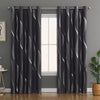 Silver Wave Pattern Blackout Curtains with Thermal Insulation and Noise Reduction