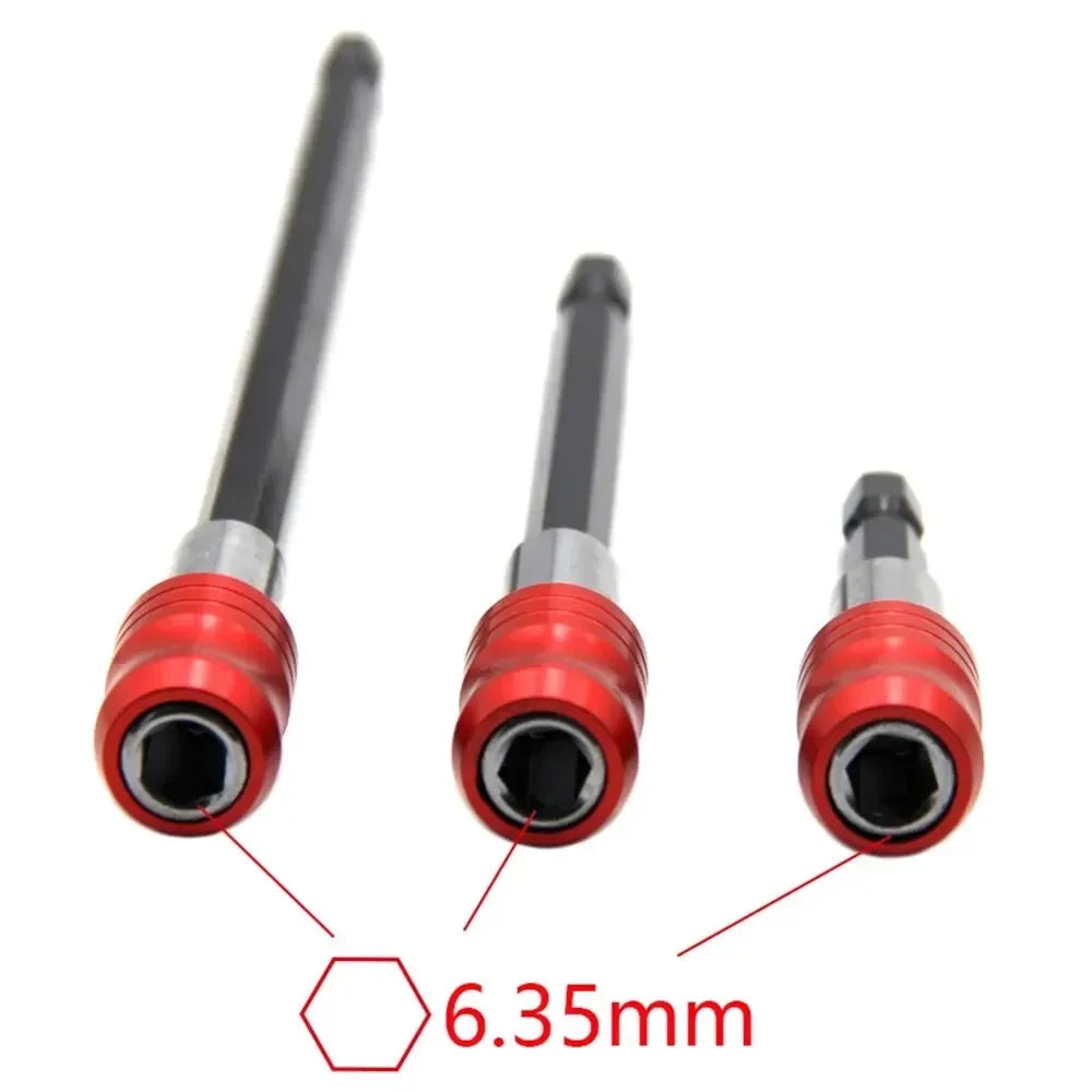 A set of black self-locking socket extension bars with red accents shown against a white background.