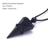 Geometric Natural Stone Pendant Necklace with Adjustable Leather Cord