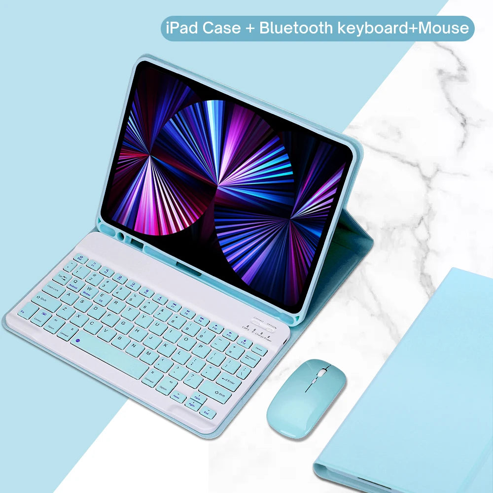 iPad Keyboard Case with Detachable Bluetooth Keyboard and Mouse