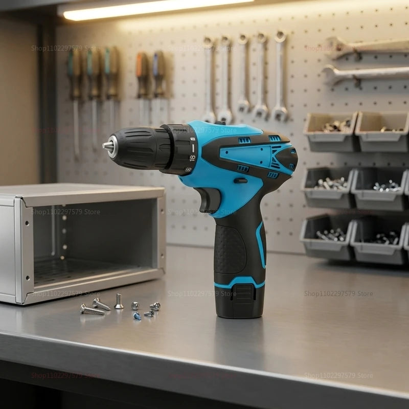 Compact 12V Cordless Electric Drill with Lithium-Ion Battery