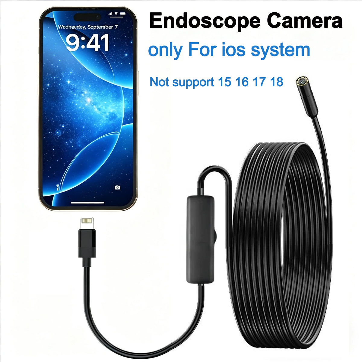 8mm HD Inspection Camera with Adjustable LED Lights