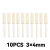 Ten pieces of light beige wool felt polishing wheels with 3mm shank pins.