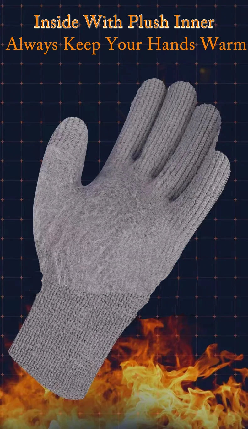 Winter Waterproof Thermal Work Gloves with Anti-Slip Latex Grip