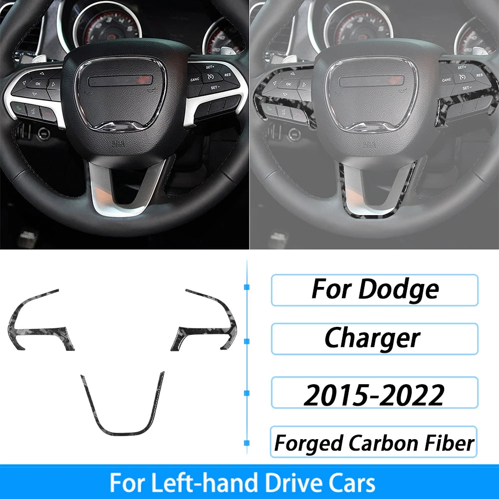 Compteur de vitesse et garniture de ventilation en fibre de carbone forgée pour une Dodge Charger à conduite à gauche